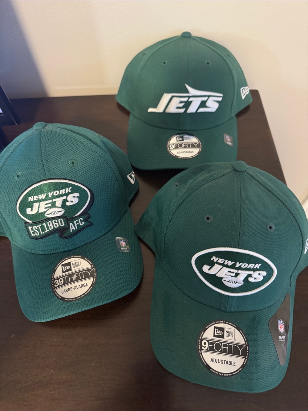 New Era New York Jets Dark Green Logo Baseball Caps - Pack of 3 NWT